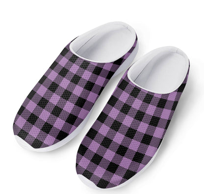 Purple Buffalo Plaid Print Mesh Casual Shoes
