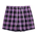 Purple Buffalo Plaid Print Mesh Shorts