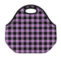 Purple Buffalo Plaid Print Neoprene Lunch Bag