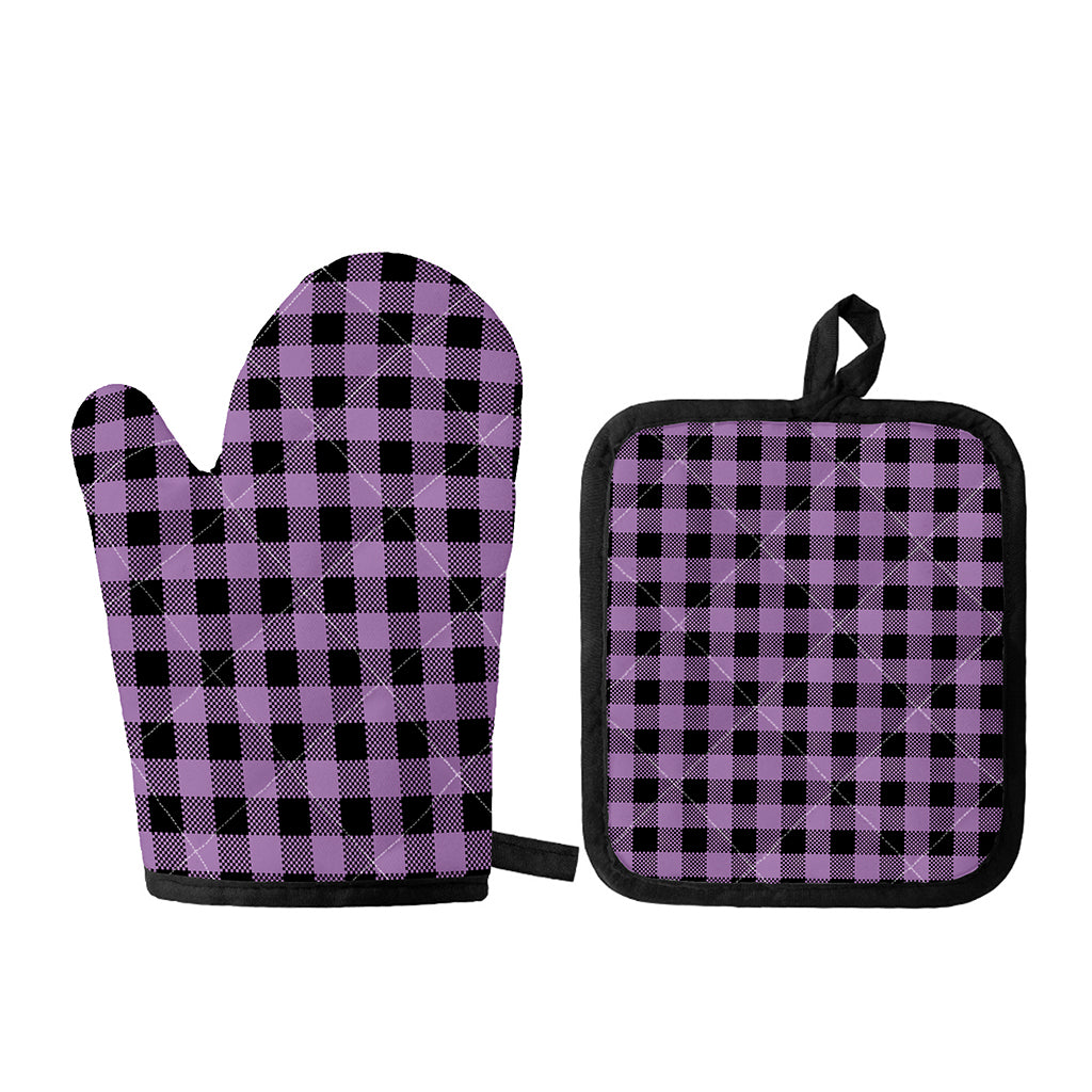 Purple Buffalo Plaid Print Oven Mitt And Pot Holder Set