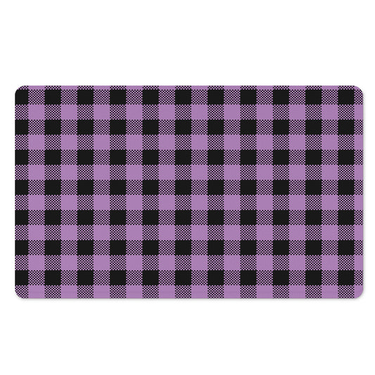 Purple Buffalo Plaid Print Polyester Doormat