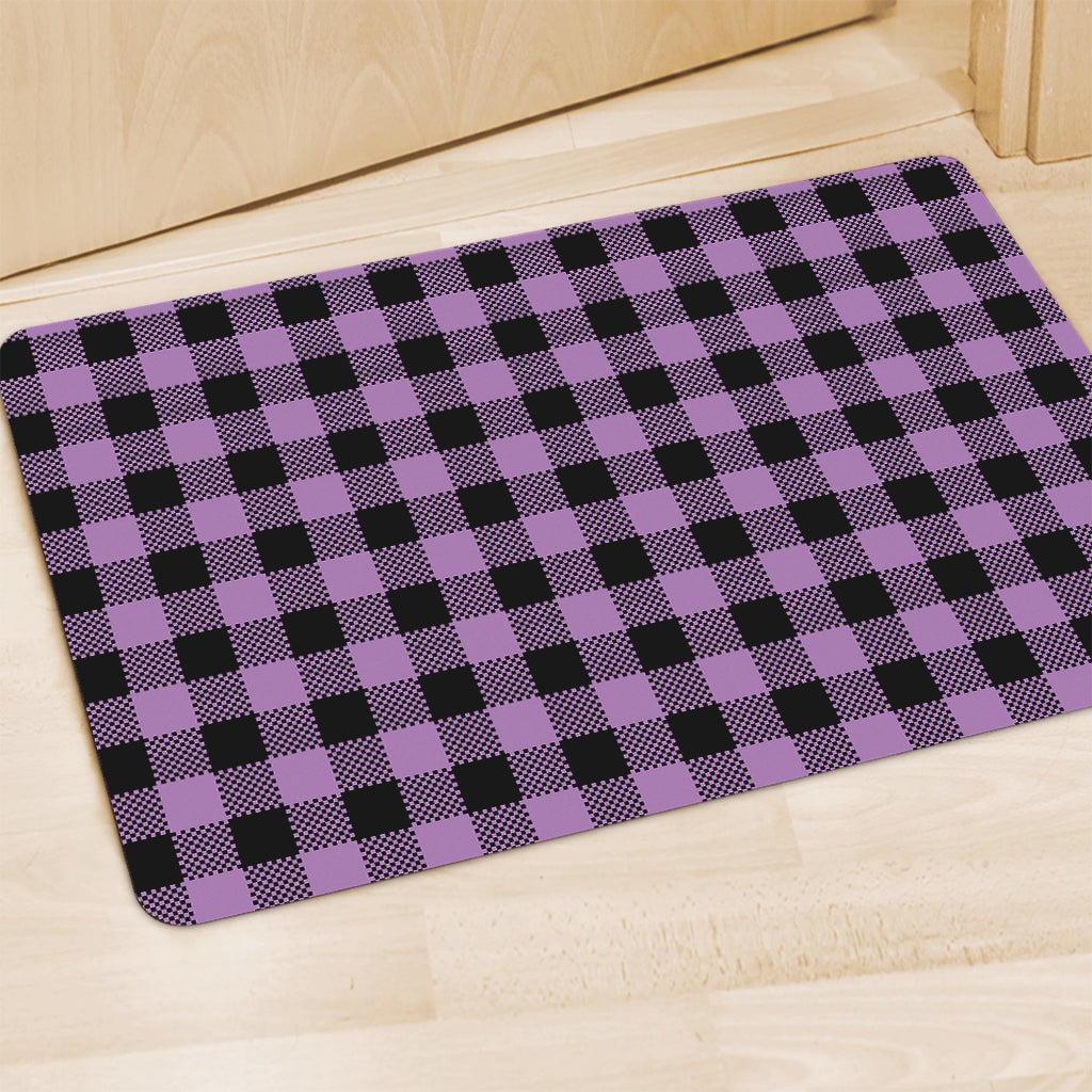 Purple Buffalo Plaid Print Polyester Doormat