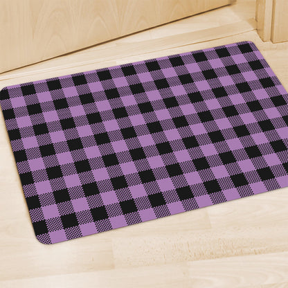 Purple Buffalo Plaid Print Polyester Doormat