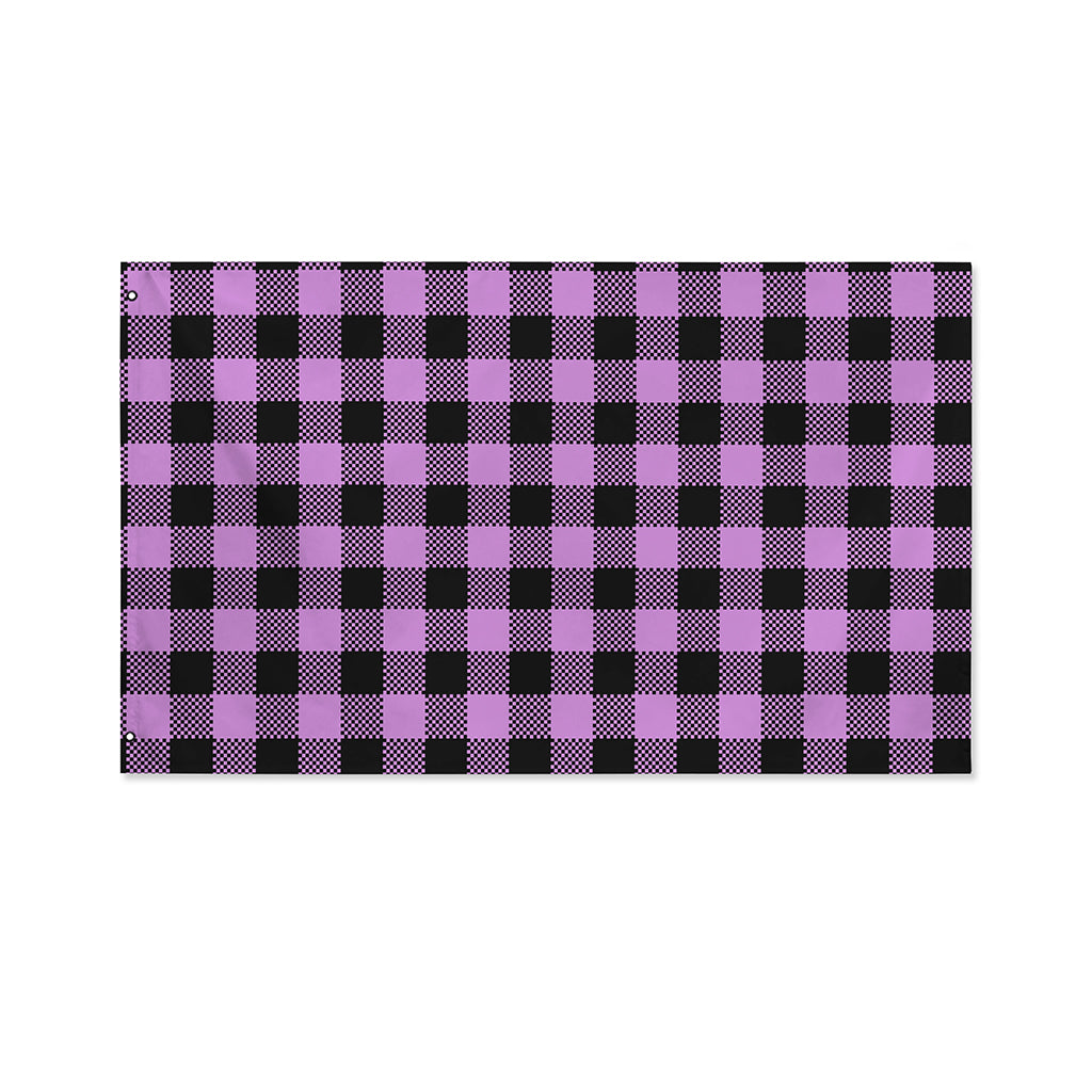 Purple Buffalo Plaid Print Polyester Flag