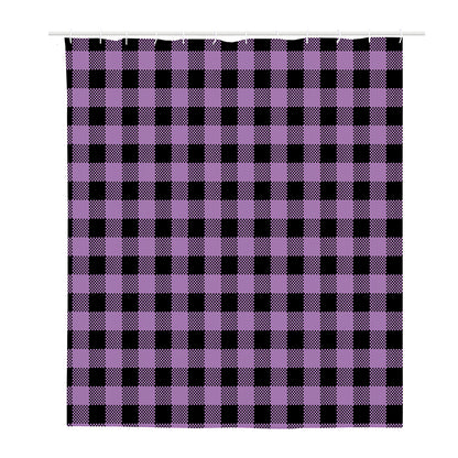 Purple Buffalo Plaid Print Polyester Shower Curtain