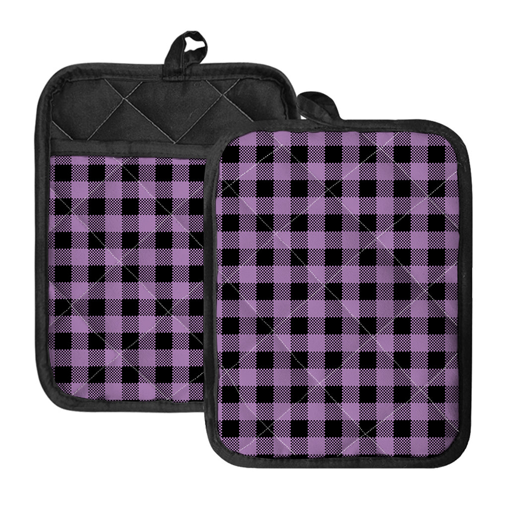 Purple Buffalo Plaid Print Pot Holders With Pocket
