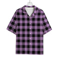 Purple Buffalo Plaid Print Rayon Hawaiian Shirt