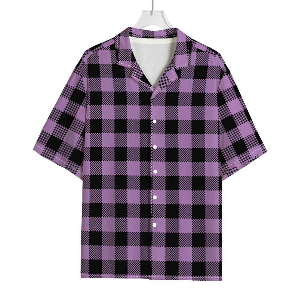 Purple Buffalo Plaid Print Rayon Hawaiian Shirt
