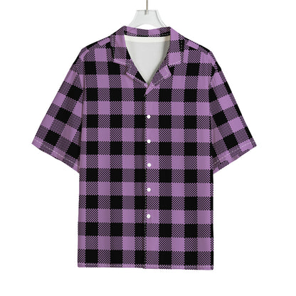 Purple Buffalo Plaid Print Rayon Hawaiian Shirt