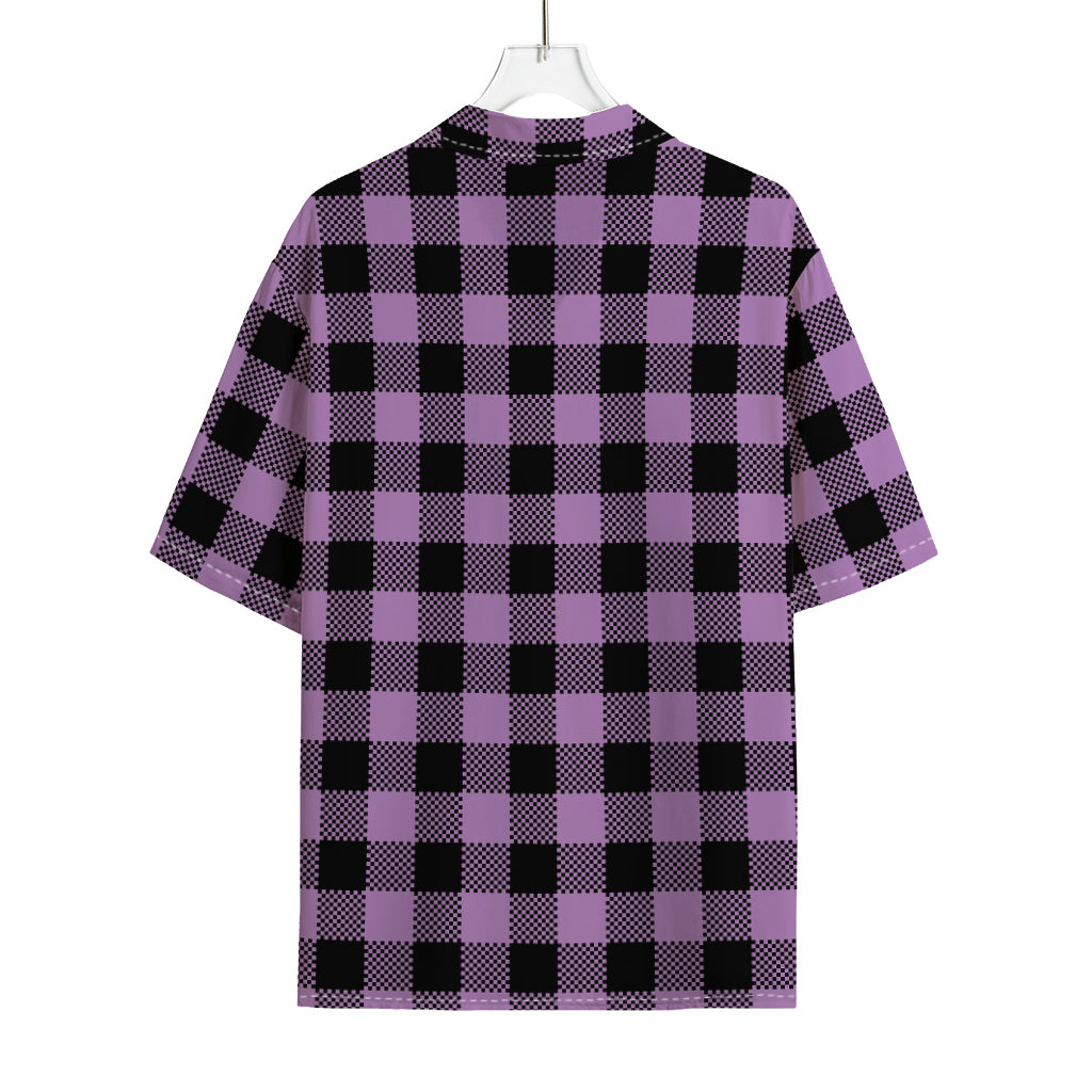 Purple Buffalo Plaid Print Rayon Hawaiian Shirt