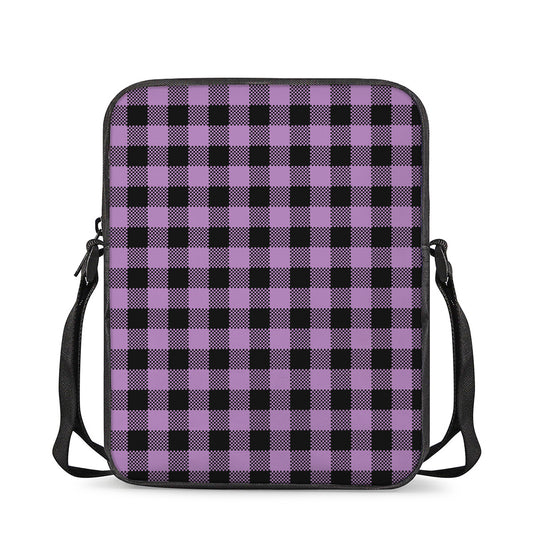 Purple Buffalo Plaid Print Rectangular Crossbody Bag