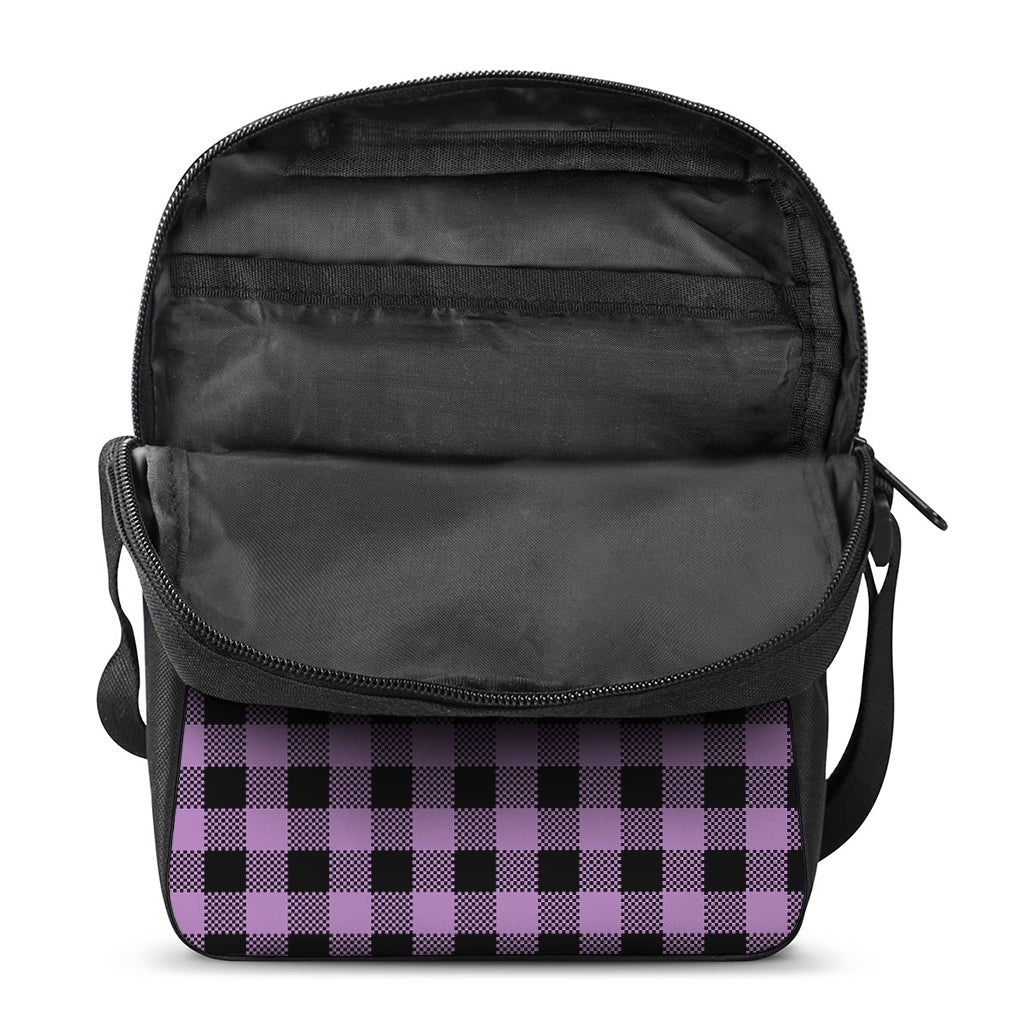 Purple Buffalo Plaid Print Rectangular Crossbody Bag