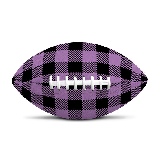 Purple Buffalo Plaid Print Rugby Ball