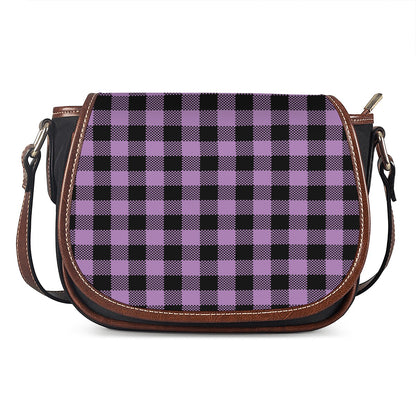 Purple Buffalo Plaid Print Saddle Bag