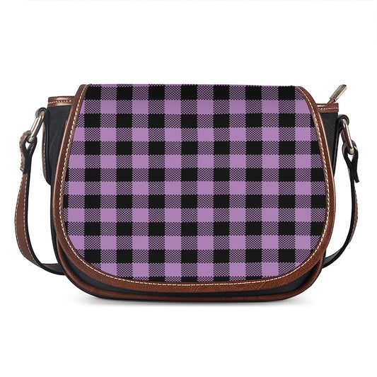 Purple Buffalo Plaid Print Saddle Bag