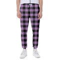 Purple Buffalo Plaid Print Joggers