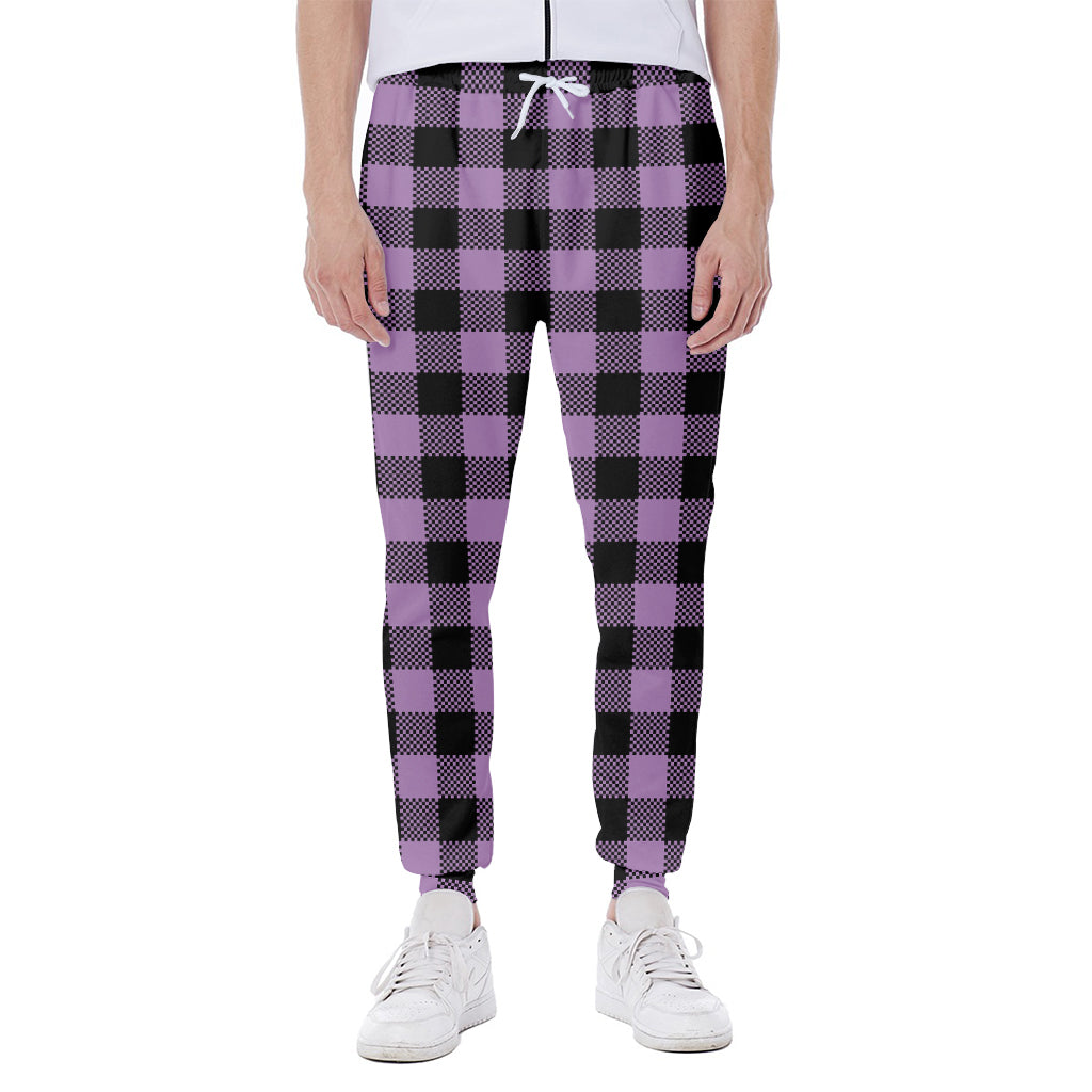 Purple Buffalo Plaid Print Scuba Joggers