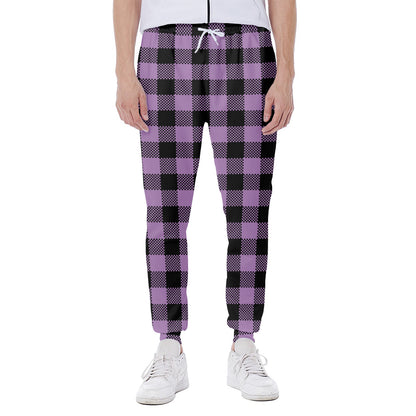 Purple Buffalo Plaid Print Scuba Joggers