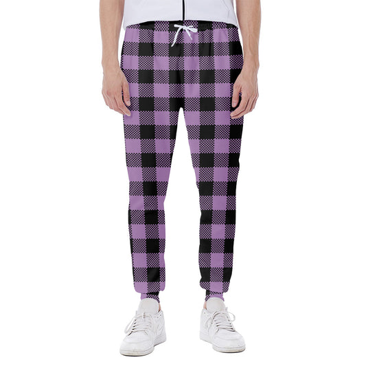 Purple Buffalo Plaid Print Scuba Joggers
