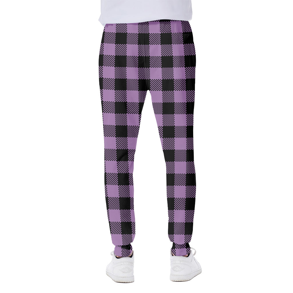 Purple Buffalo Plaid Print Scuba Joggers