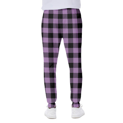 Purple Buffalo Plaid Print Scuba Joggers
