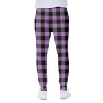 Purple Buffalo Plaid Print Scuba Joggers