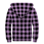 Purple Buffalo Plaid Print Sherpa Lined Zip Up Hoodie