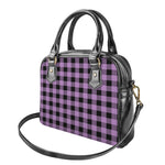 Purple Buffalo Plaid Print Shoulder Handbag