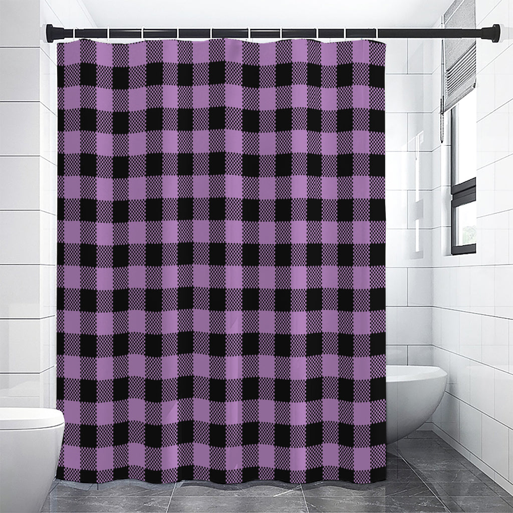 Purple Buffalo Plaid Print Shower Curtain