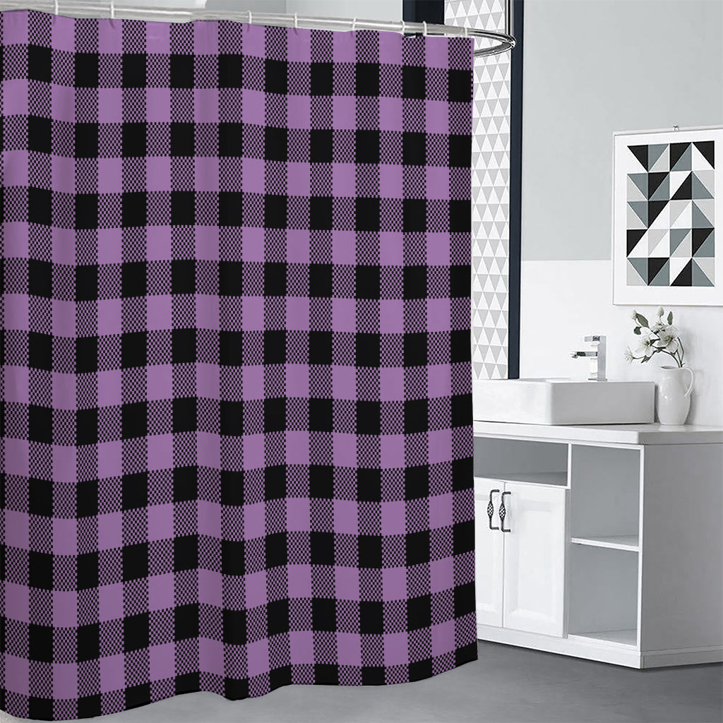 Purple Buffalo Plaid Print Shower Curtain