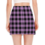 Purple Buffalo Plaid Print Side Slit Mini Skirt