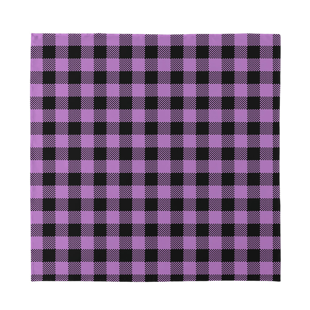 Purple Buffalo Plaid Print Silk Bandana