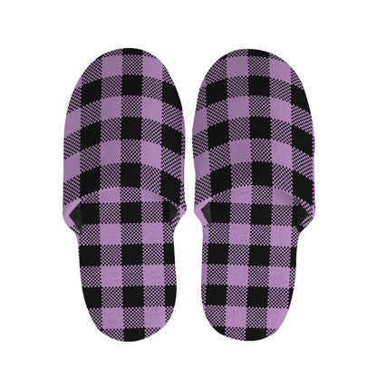 Purple Buffalo Plaid Print Slippers