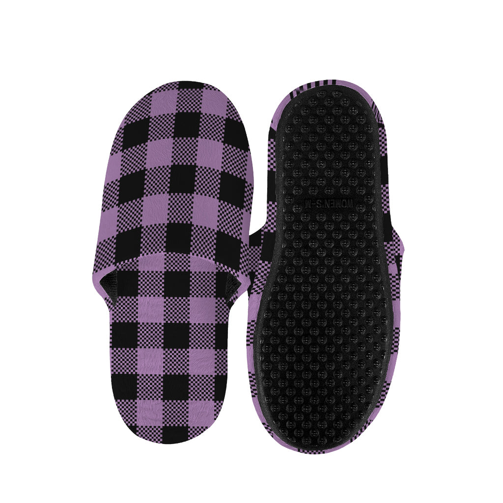 Purple Buffalo Plaid Print Slippers