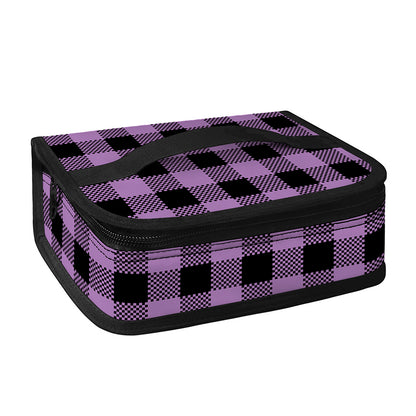 Purple Buffalo Plaid Print Small Lunch Bag