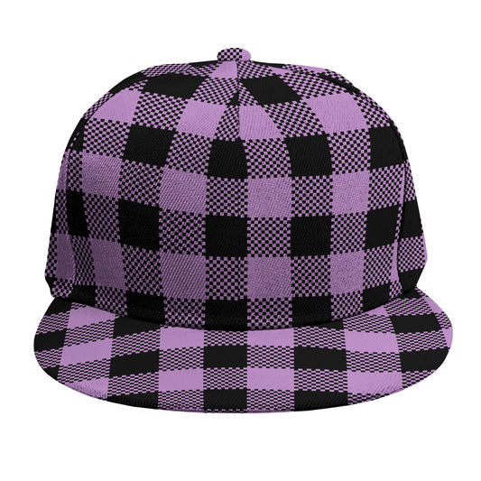 Purple Buffalo Plaid Print Snapback Cap