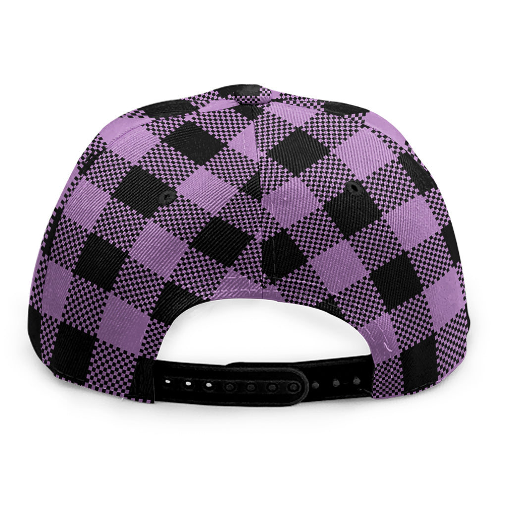Purple Buffalo Plaid Print Snapback Cap