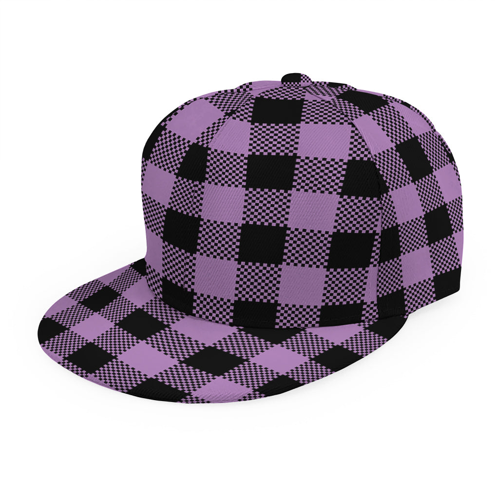 Purple Buffalo Plaid Print Snapback Cap