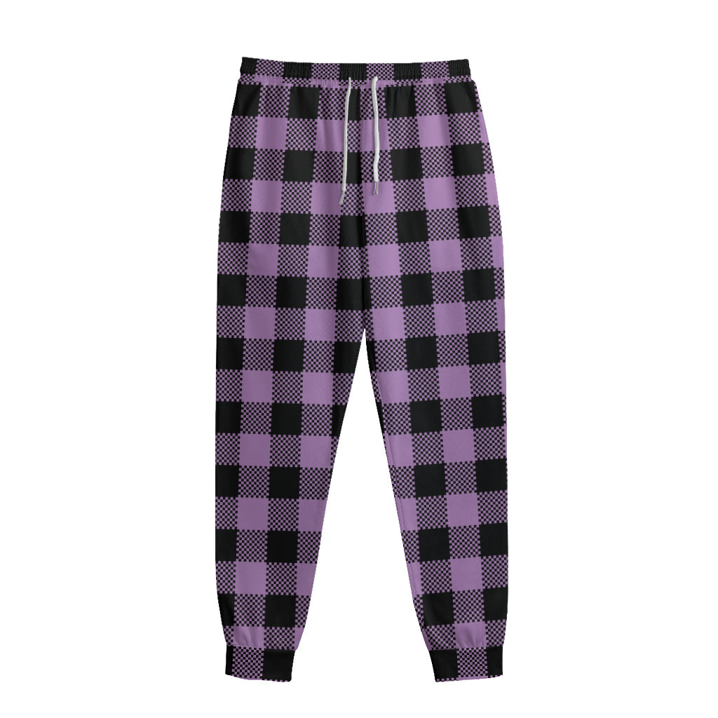 Purple Buffalo Plaid Print Sweatpants