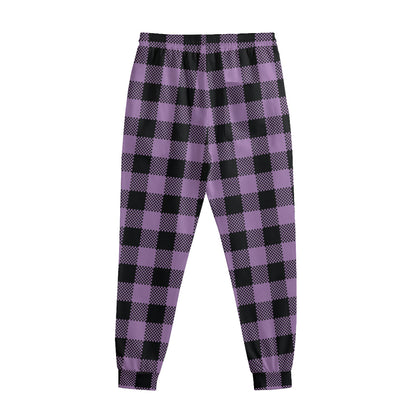 Purple Buffalo Plaid Print Sweatpants