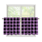 Purple Buffalo Plaid Print Tier Curtains