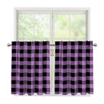 Purple Buffalo Plaid Print Tier Curtains