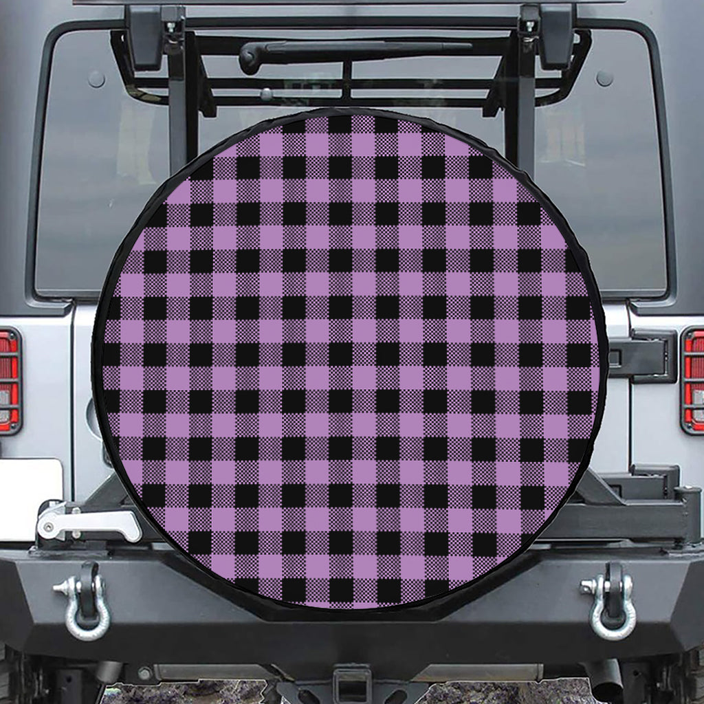 Purple Buffalo Plaid Print Tire Cover
