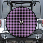 Purple Buffalo Plaid Print Tire Cover With Camera Hole