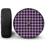 Purple Buffalo Plaid Print Tire Cover With Camera Hole