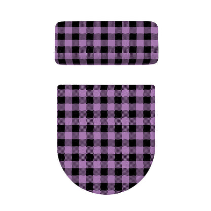 Purple Buffalo Plaid Print Toilet Lid And Tank Cover Set