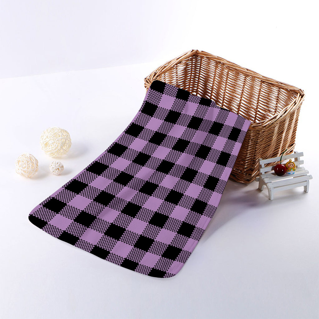 Purple Buffalo Plaid Print Towel