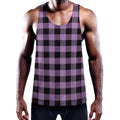 Purple Buffalo Plaid Print Men's Workout Tank Top