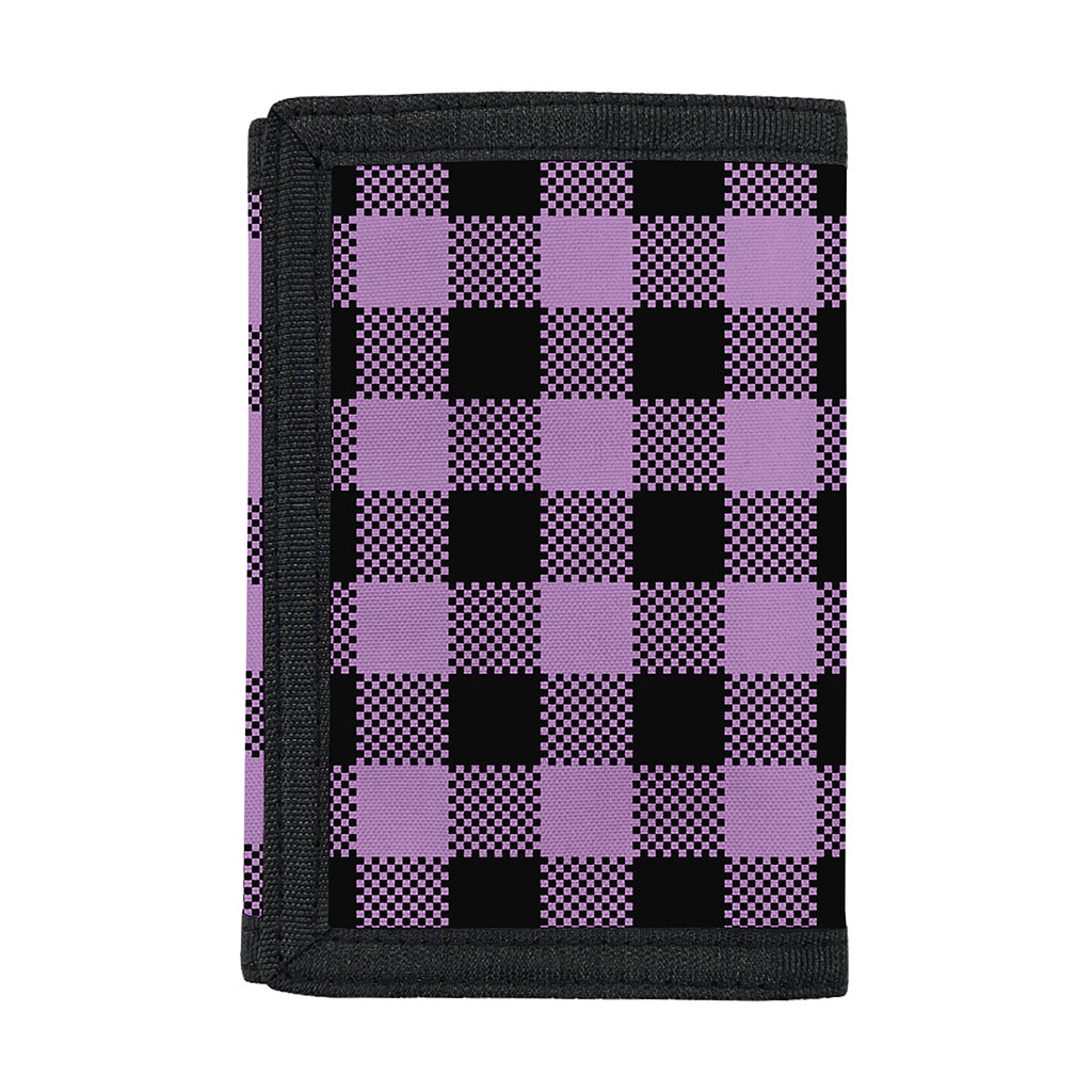 Purple Buffalo Plaid Print Trifold Wallet