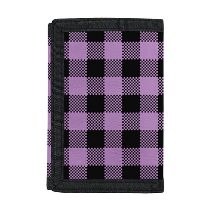 Purple Buffalo Plaid Print Trifold Wallet